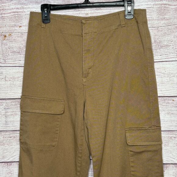Quince Women's Organic Stretch Cotton Twill Cargo Khaki Brown Pants Size 12 - Picture 10 of 10